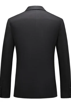 Preto Peaked Lapela 3 Peças Cetim Masculino Prom Suits