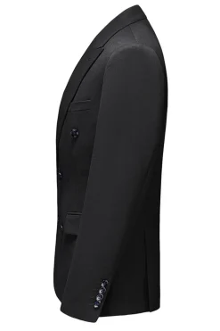 Preto Peaked Lapela 3 Peças Cetim Masculino Prom Suits