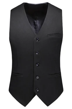 Preto Peaked Lapela 3 Peças Cetim Masculino Prom Suits