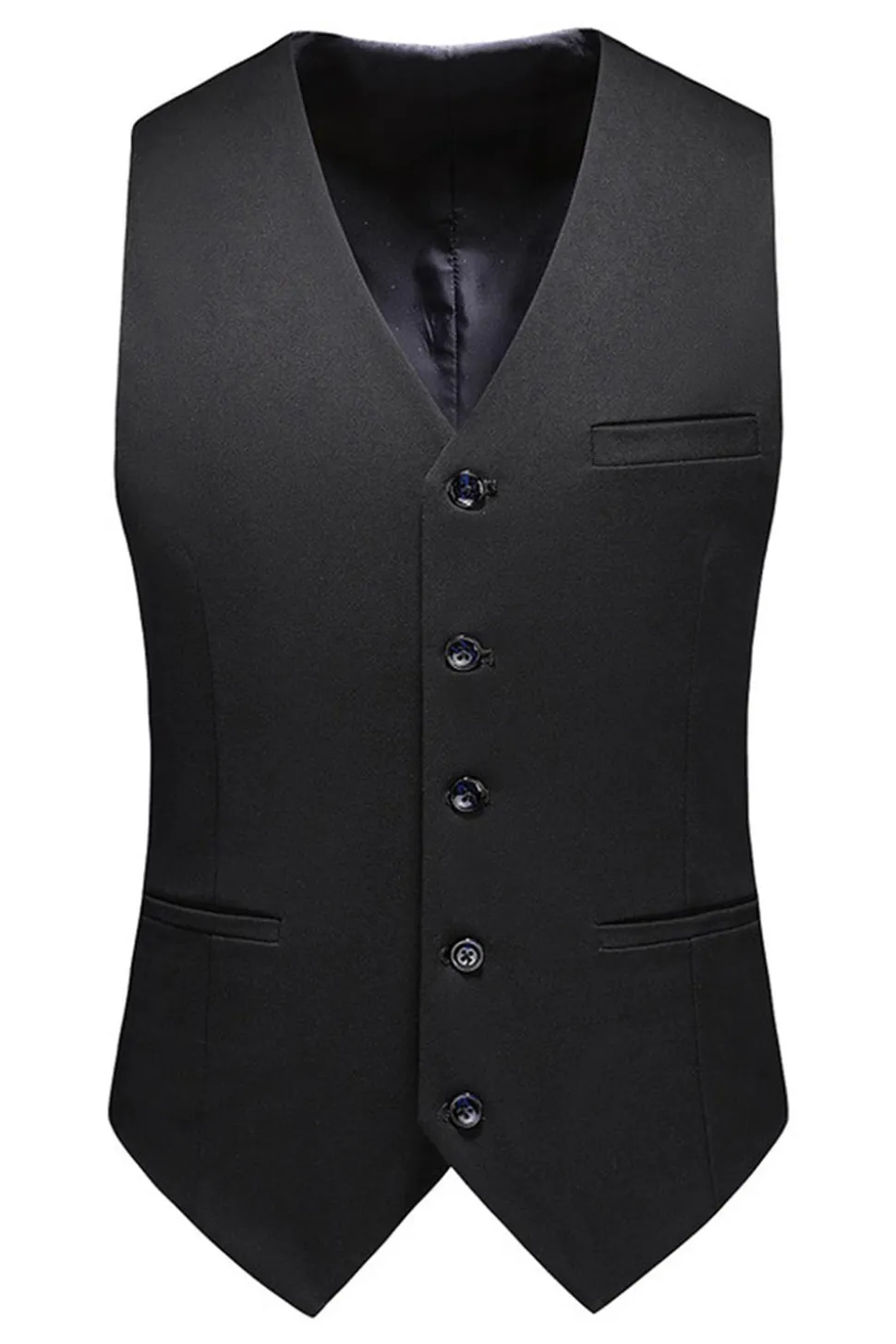 Preto Peaked Lapela 3 Peças Cetim Masculino Prom Suits