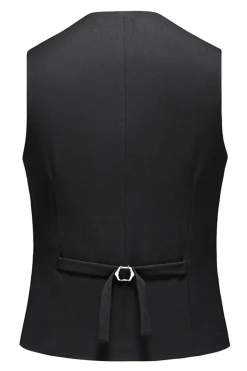 Preto Peaked Lapela 3 Peças Cetim Masculino Prom Suits