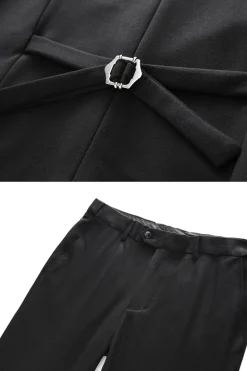 Preto Peaked Lapela 3 Peças Cetim Masculino Prom Suits
