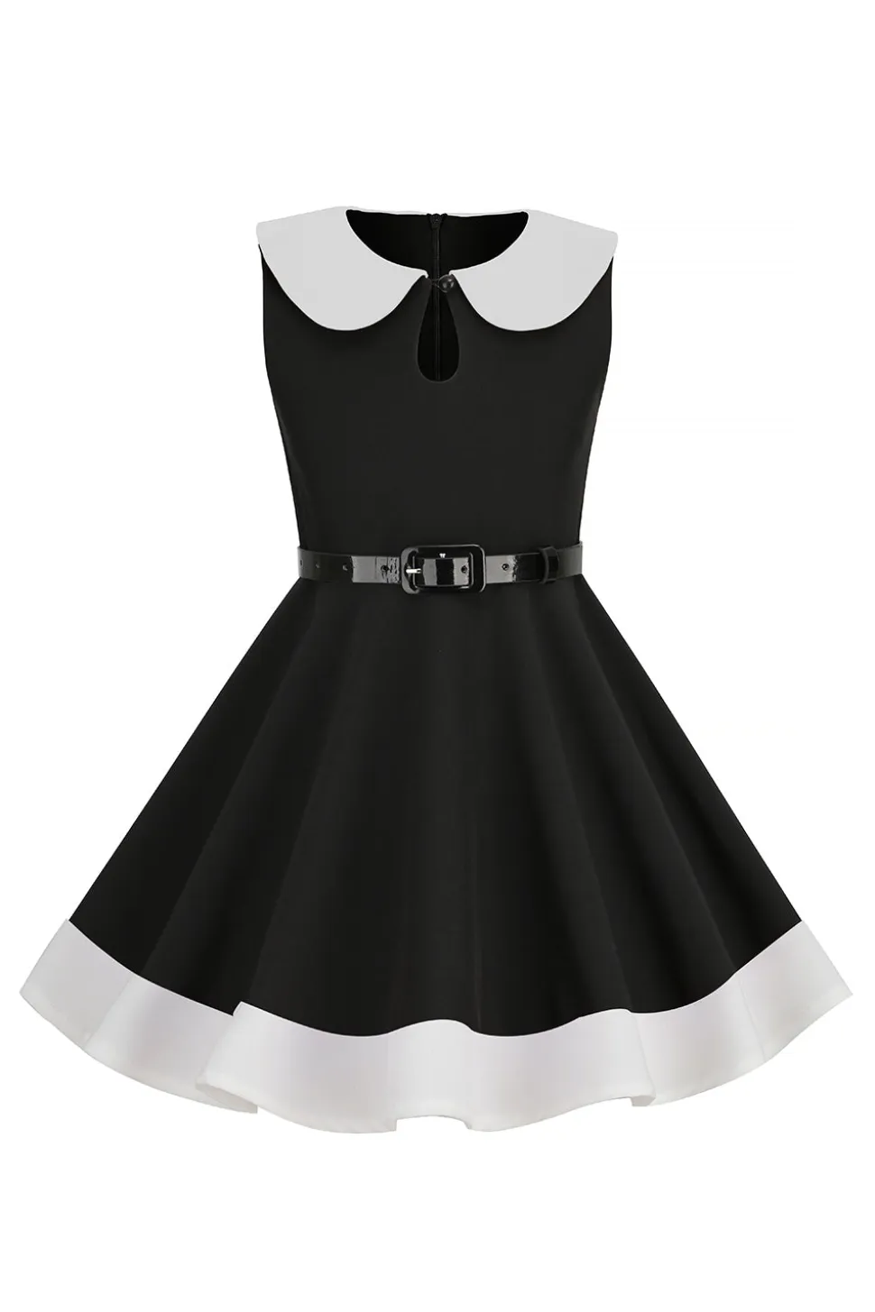Preto Pescoço Redondo Sem Mangas 1950s Vestido de Menina
