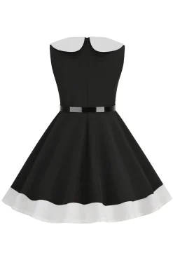 Preto Pescoço Redondo Sem Mangas 1950s Vestido de Menina