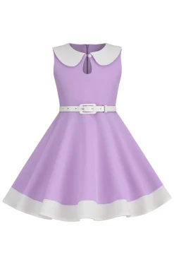 Preto Pescoço Redondo Sem Mangas 1950s Vestido de Menina