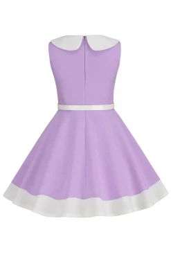 Preto Pescoço Redondo Sem Mangas 1950s Vestido de Menina