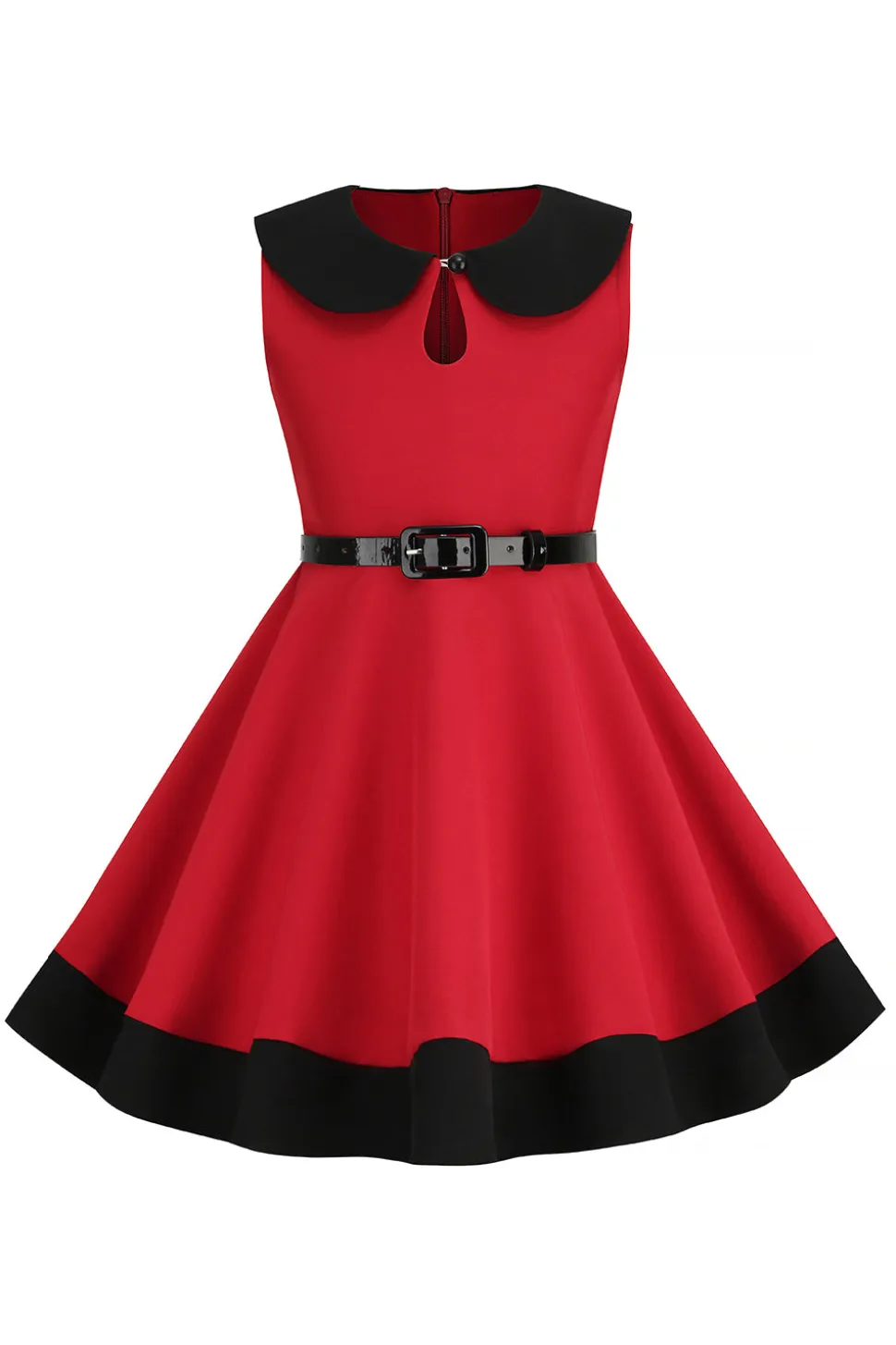 Preto Pescoço Redondo Sem Mangas 1950s Vestido de Menina