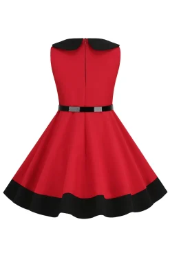 Preto Pescoço Redondo Sem Mangas 1950s Vestido de Menina