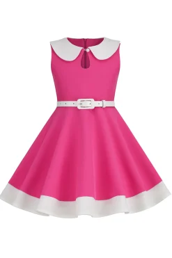 Preto Pescoço Redondo Sem Mangas 1950s Vestido de Menina