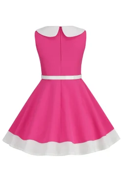Preto Pescoço Redondo Sem Mangas 1950s Vestido de Menina