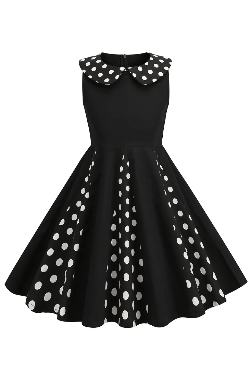 Preto Pescoço Redondo Sem Mangas 1950s Vestido de Menina