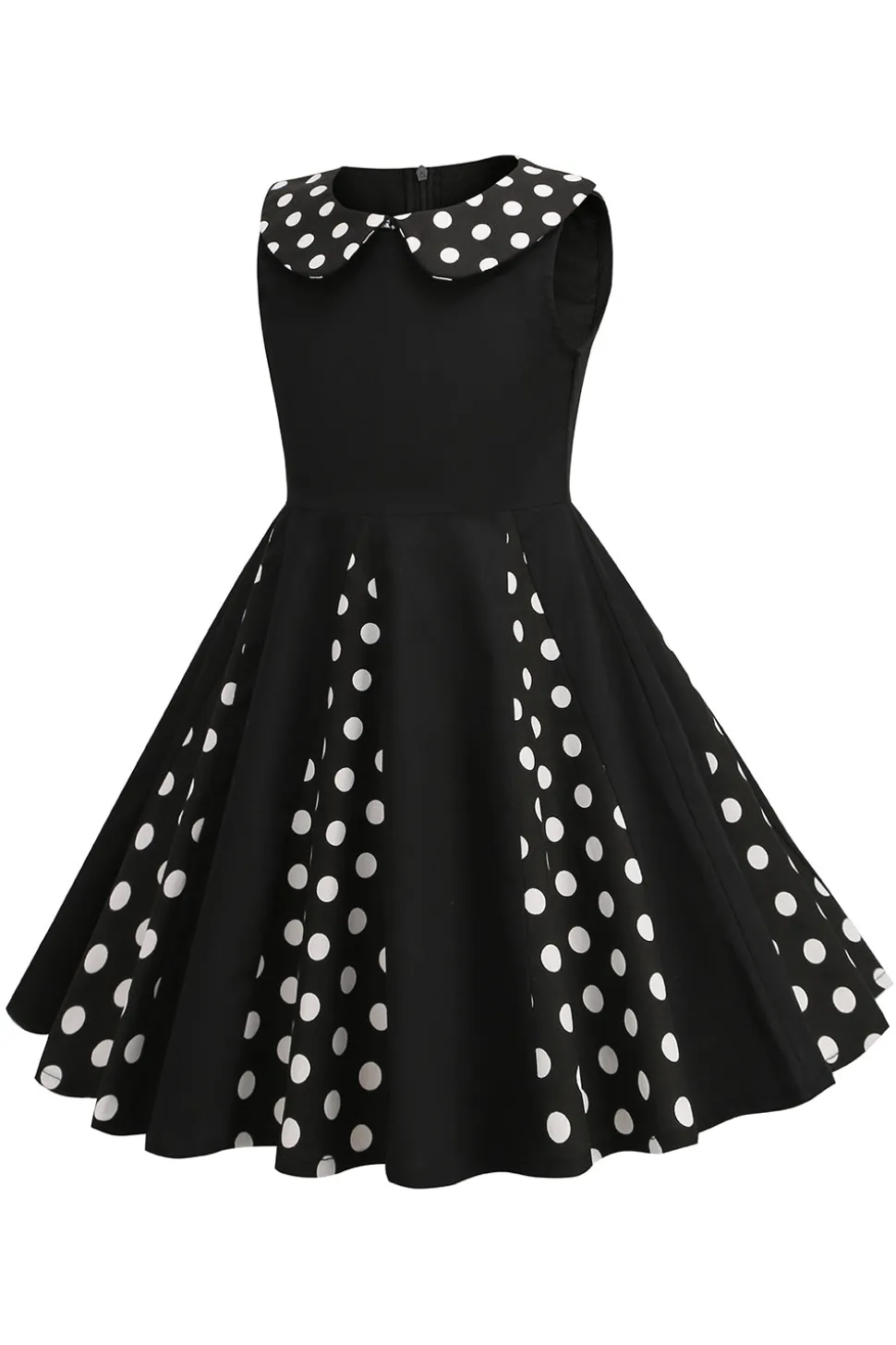 Preto Pescoço Redondo Sem Mangas 1950s Vestido de Menina