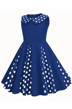 Preto Pescoço Redondo Sem Mangas 1950s Vestido de Menina