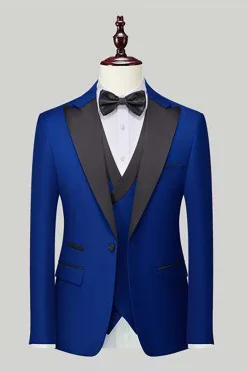 Preto 3-Piece One Button Prom Suits