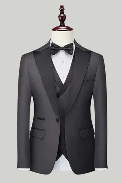 Preto 3-Piece One Button Prom Suits
