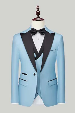 Preto 3-Piece One Button Prom Suits