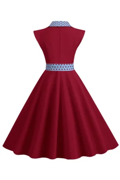 Preto Pontos de Polka Vestido dos anos 1950 com laço