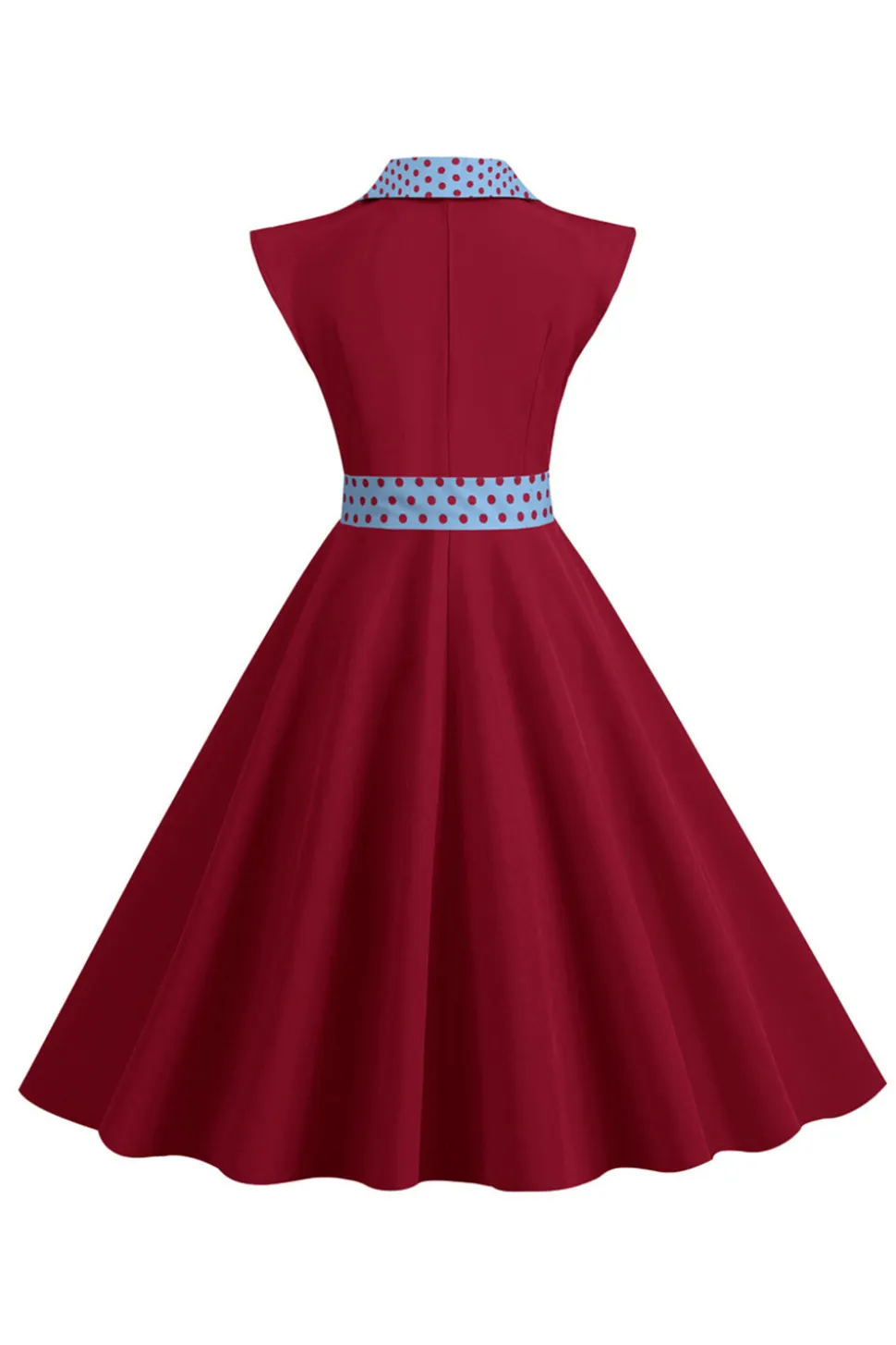 Preto Pontos de Polka Vestido dos anos 1950 com laço