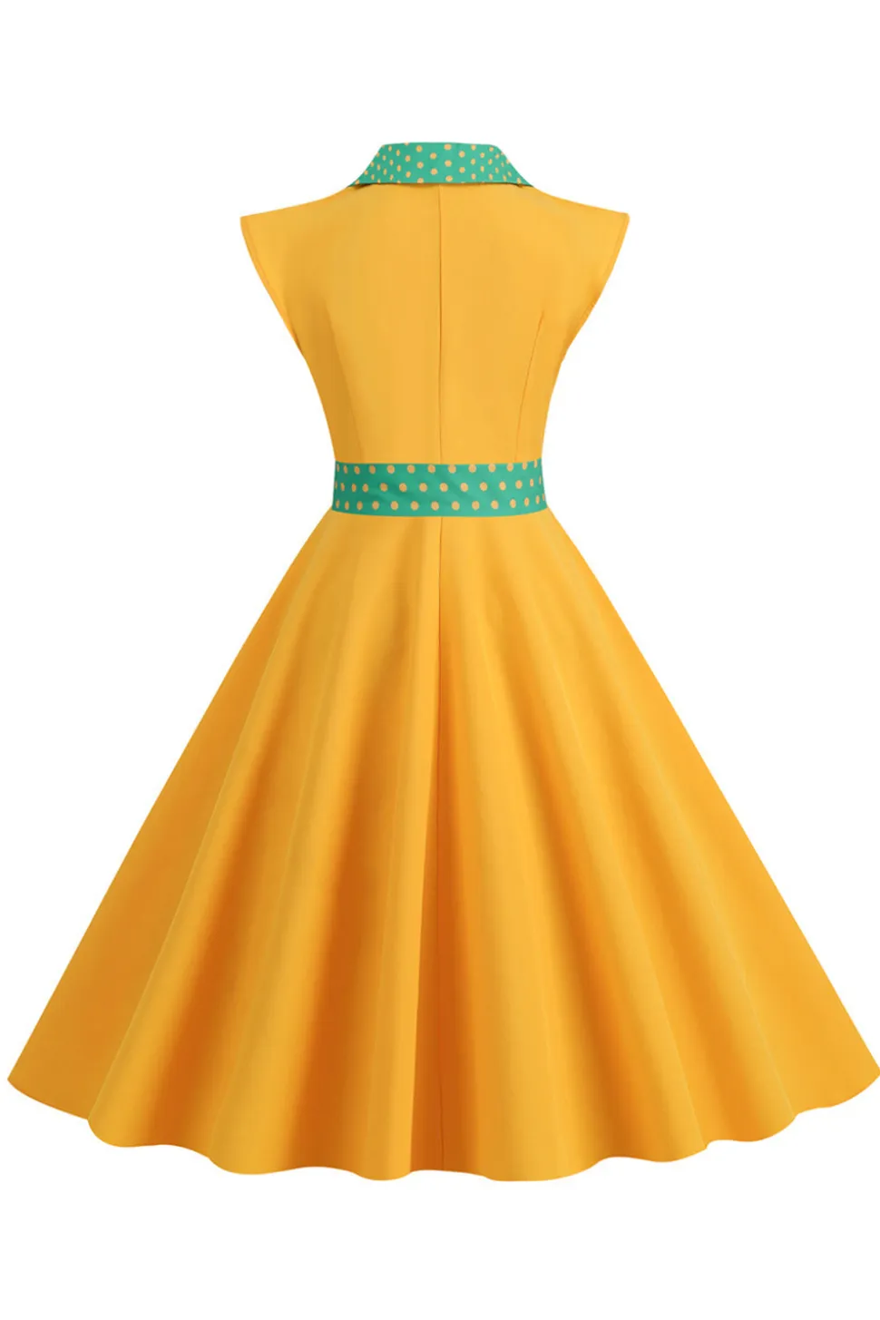 Preto Pontos de Polka Vestido dos anos 1950 com laço