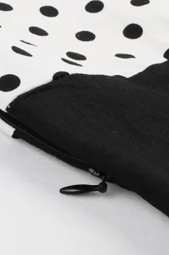 Preto Pontos de Polka Vestido dos anos 1950 Com Mangas Curtas