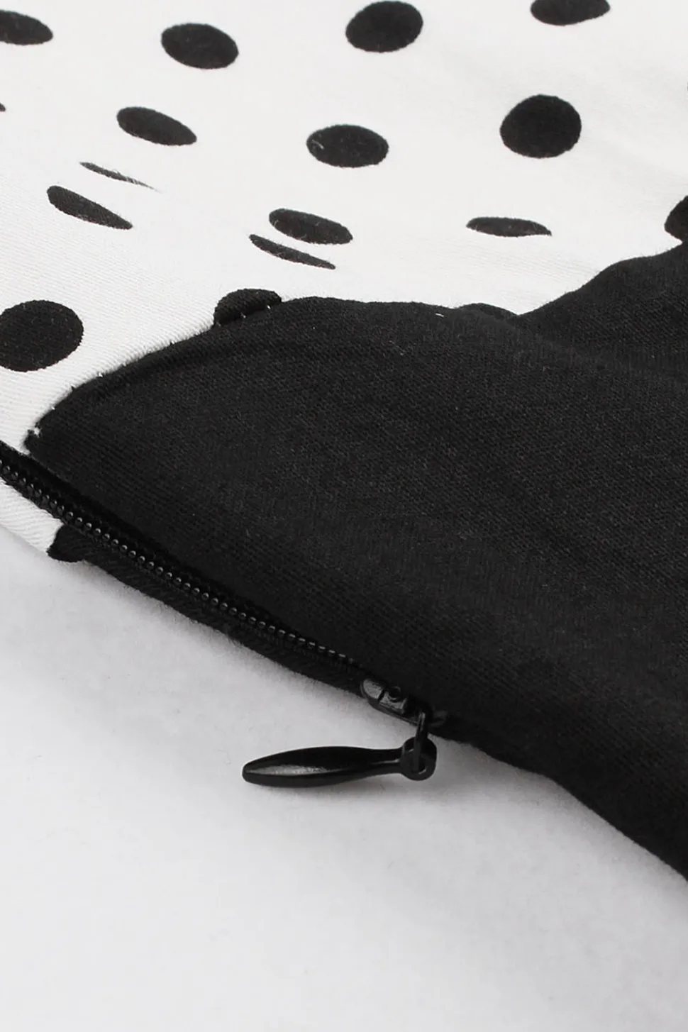 Preto Pontos de Polka Vestido dos anos 1950 Com Mangas Curtas