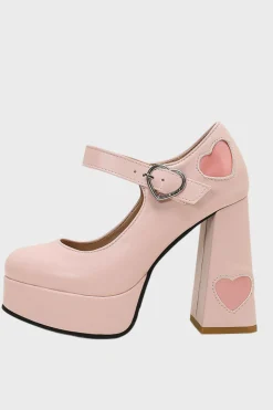 Preto PU Couro Plataforma Bloco Salto Mary Jean Shoes
