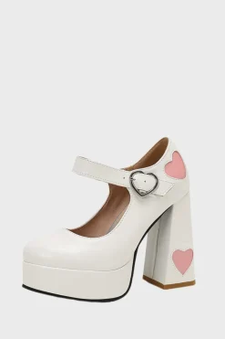 Preto PU Couro Plataforma Bloco Salto Mary Jean Shoes