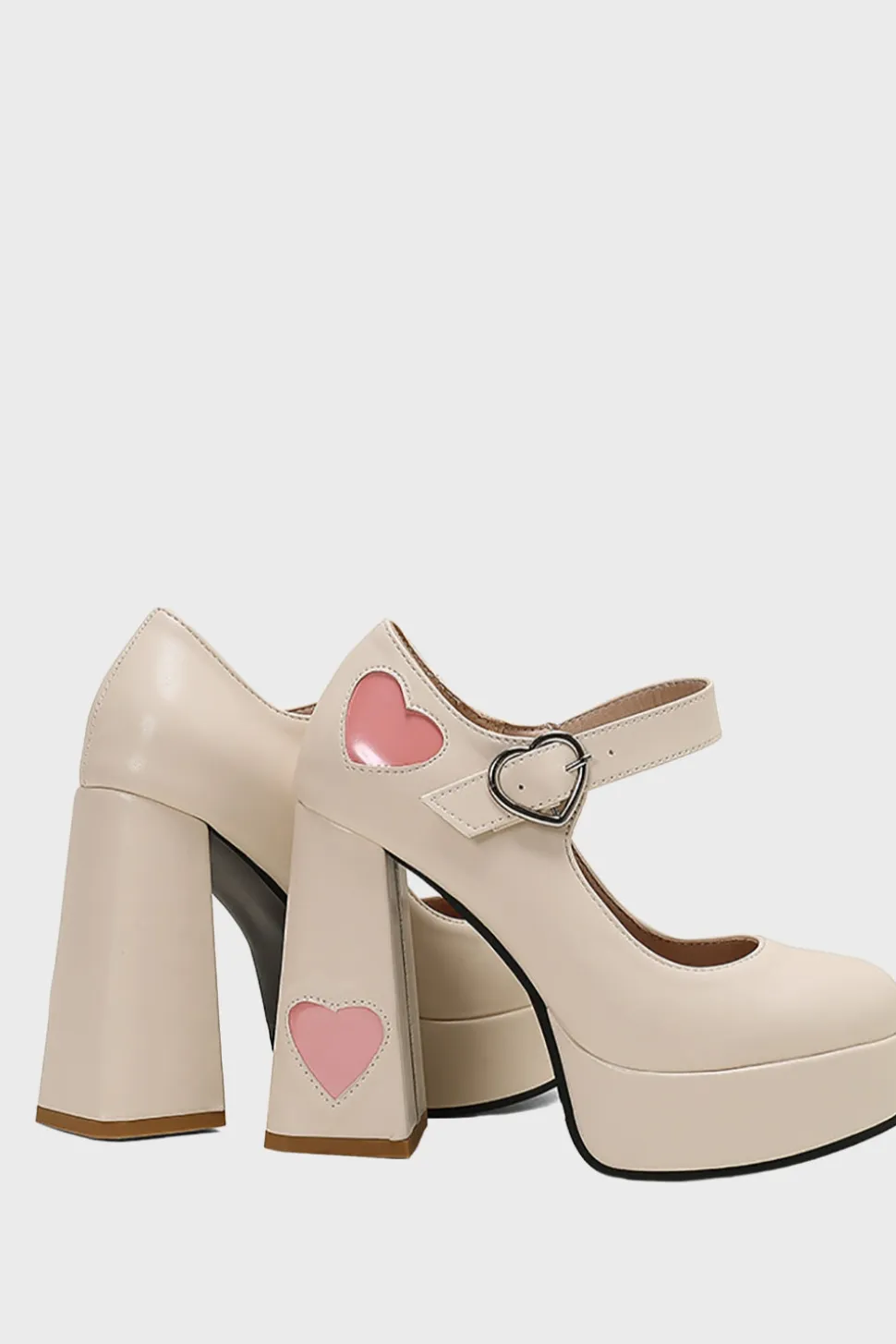 Preto PU Couro Plataforma Bloco Salto Mary Jean Shoes