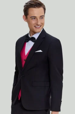 Preto Rosa 2 Peça Notched Lapel Homens Suits