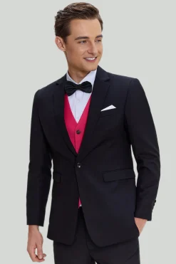 Preto Rosa 2 Peça Notched Lapel Homens Suits