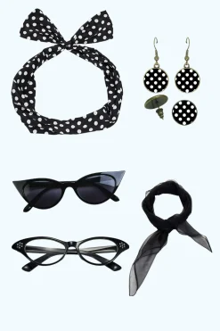 Preto 1920s Party Five Pieces Acessórios Conjuntos