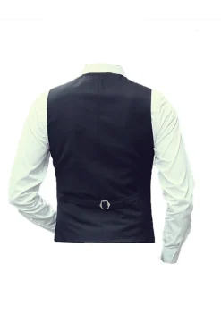Preto Single Breasted Men's Suit Vest com Acessórios set