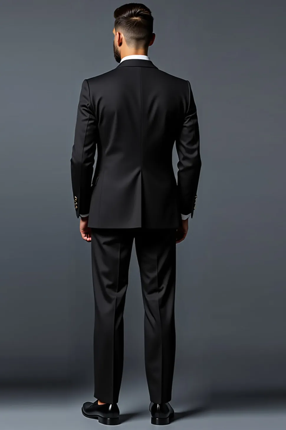 Preto Slim Fit 2 Peça Single Breasted Fatos de Cerimónia com Bordado de Ouro