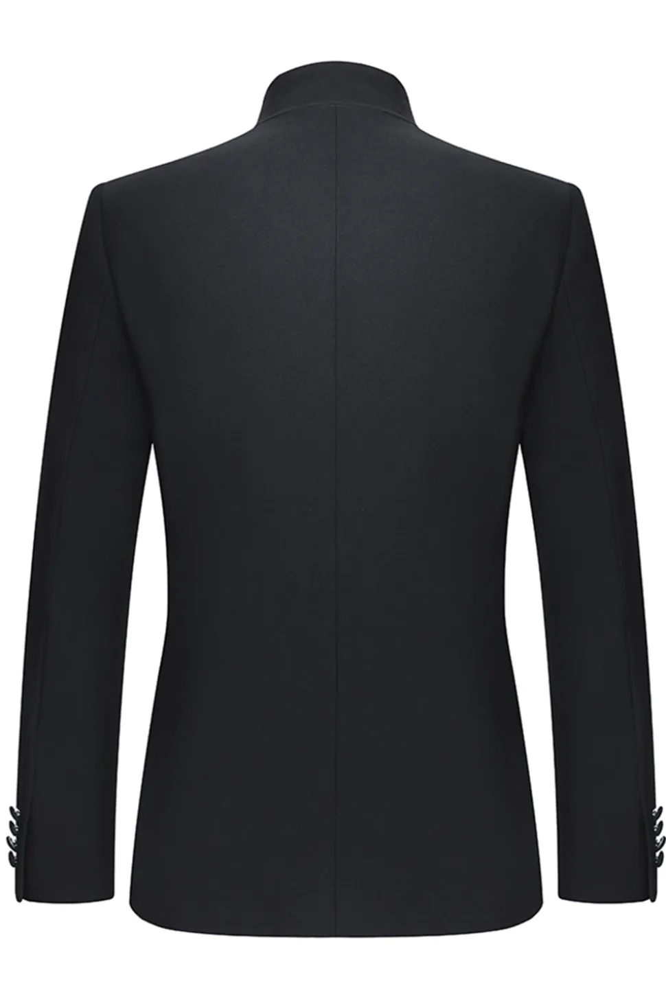 Preto Slim Fit Masculino 2 Peças Mandarin Collar Terno
