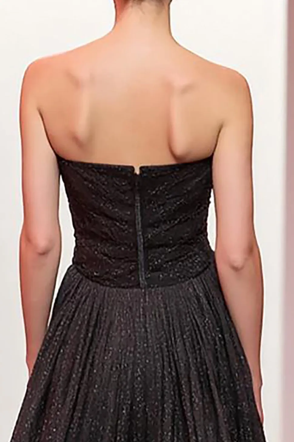 Preto Sparkly Strapless Long A Line Vestido de Noite