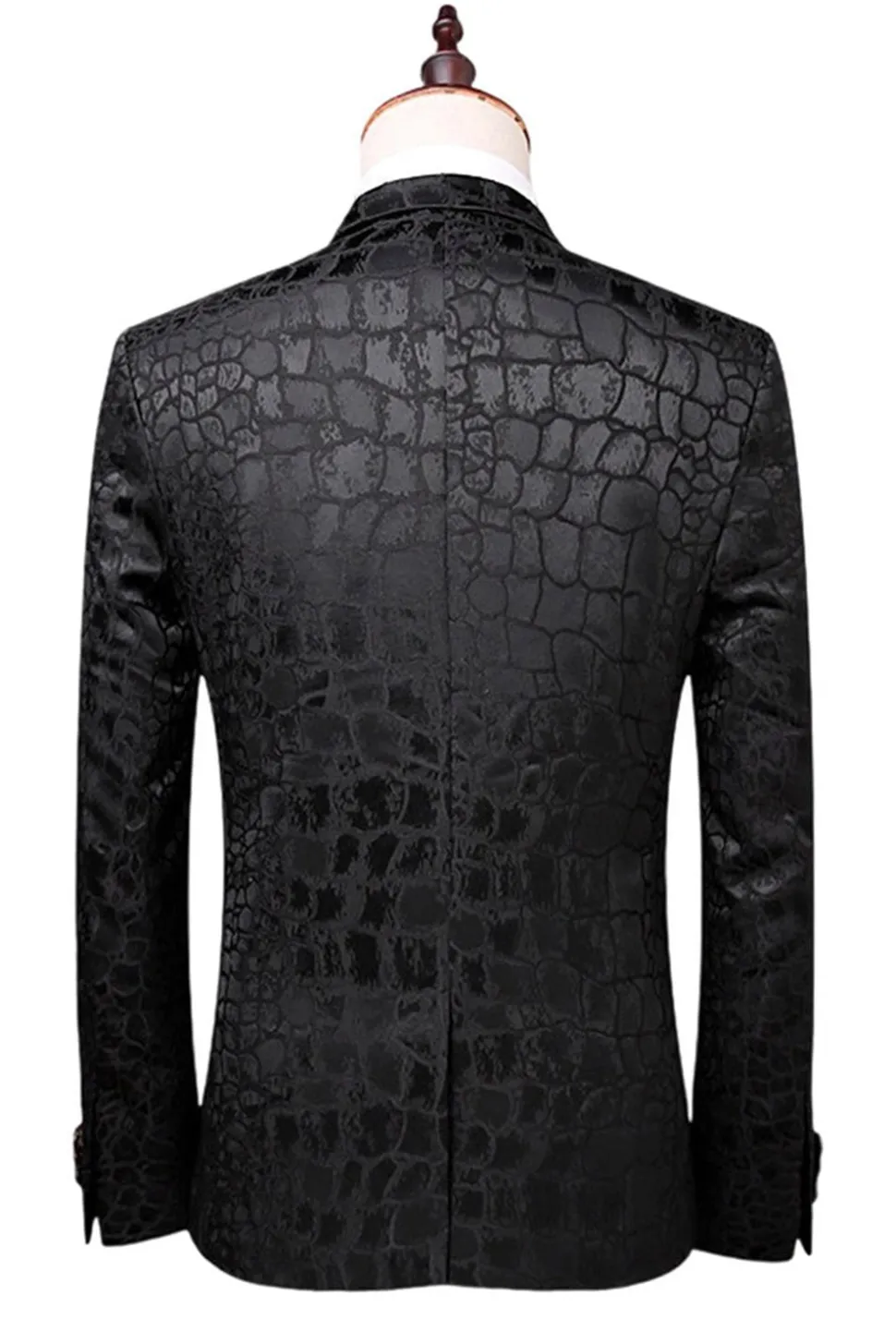 Preto Textura Pico Lapela 2 Peças Prom Suits