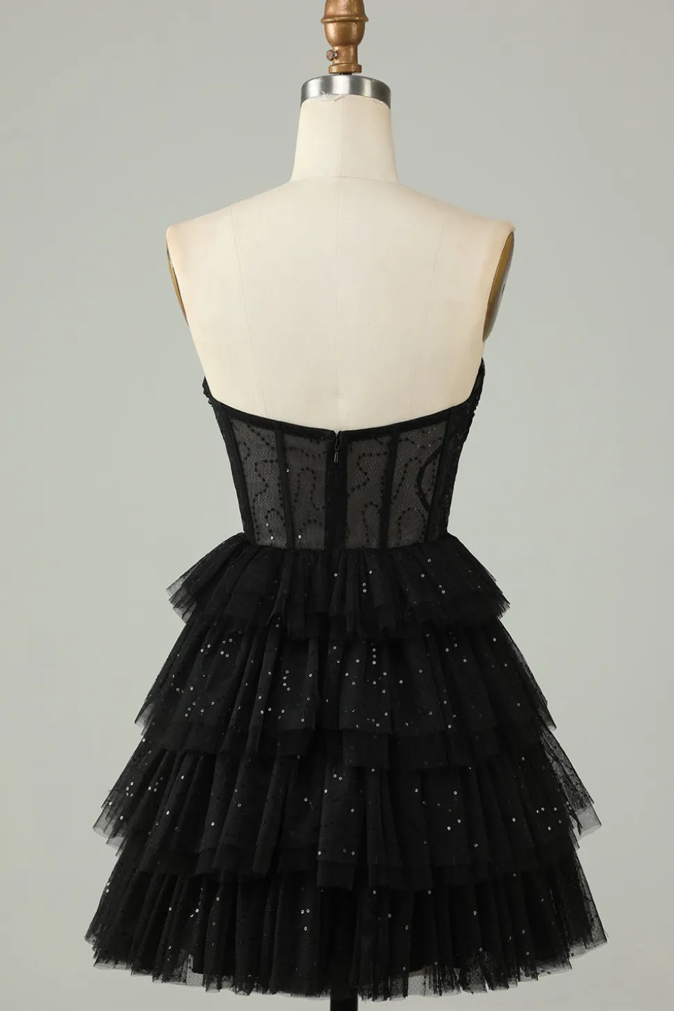 Preto Uma Linha Strapless Open Back Corset Homecoming Dress