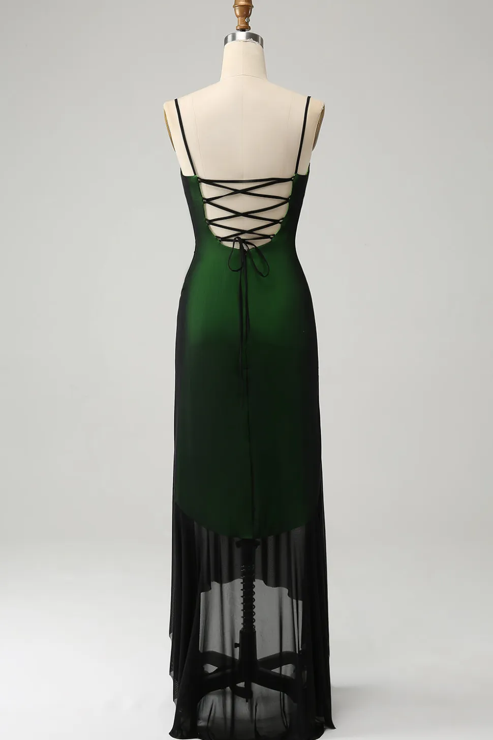 Preto Verde Esparguete Correias Sereia Chiffon Vestido Madrinha