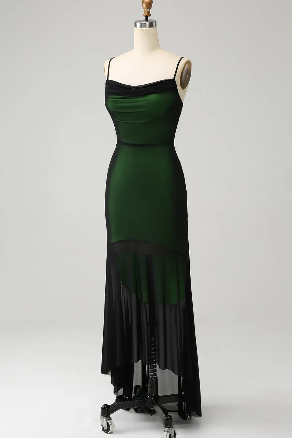 Preto Verde Esparguete Correias Sereia Chiffon Vestido Madrinha