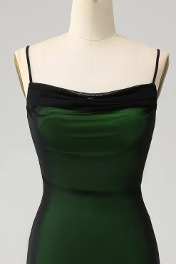 Preto Verde Esparguete Correias Sereia Chiffon Vestido Madrinha