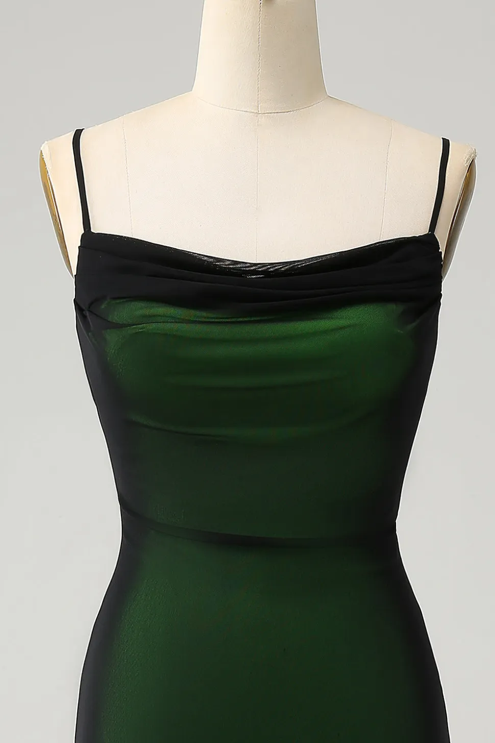 Preto Verde Esparguete Correias Sereia Chiffon Vestido Madrinha