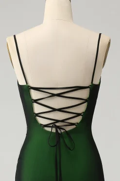 Preto Verde Esparguete Correias Sereia Chiffon Vestido Madrinha