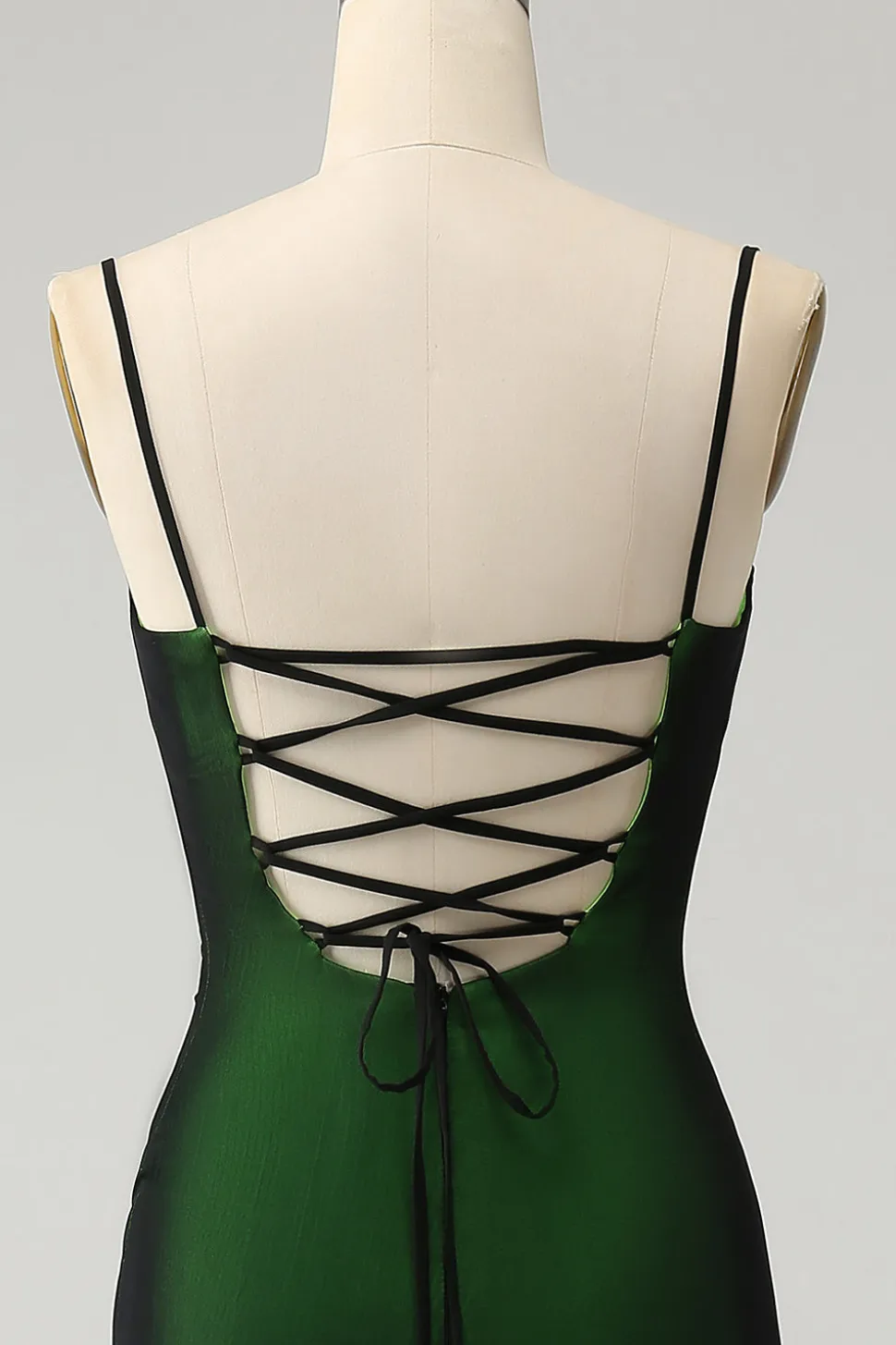 Preto Verde Esparguete Correias Sereia Chiffon Vestido Madrinha