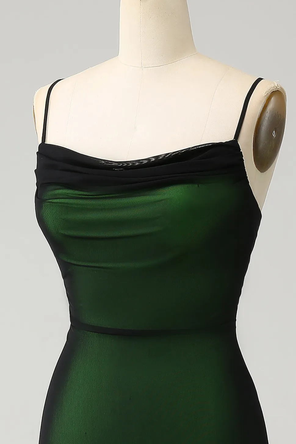 Preto Verde Esparguete Correias Sereia Chiffon Vestido Madrinha