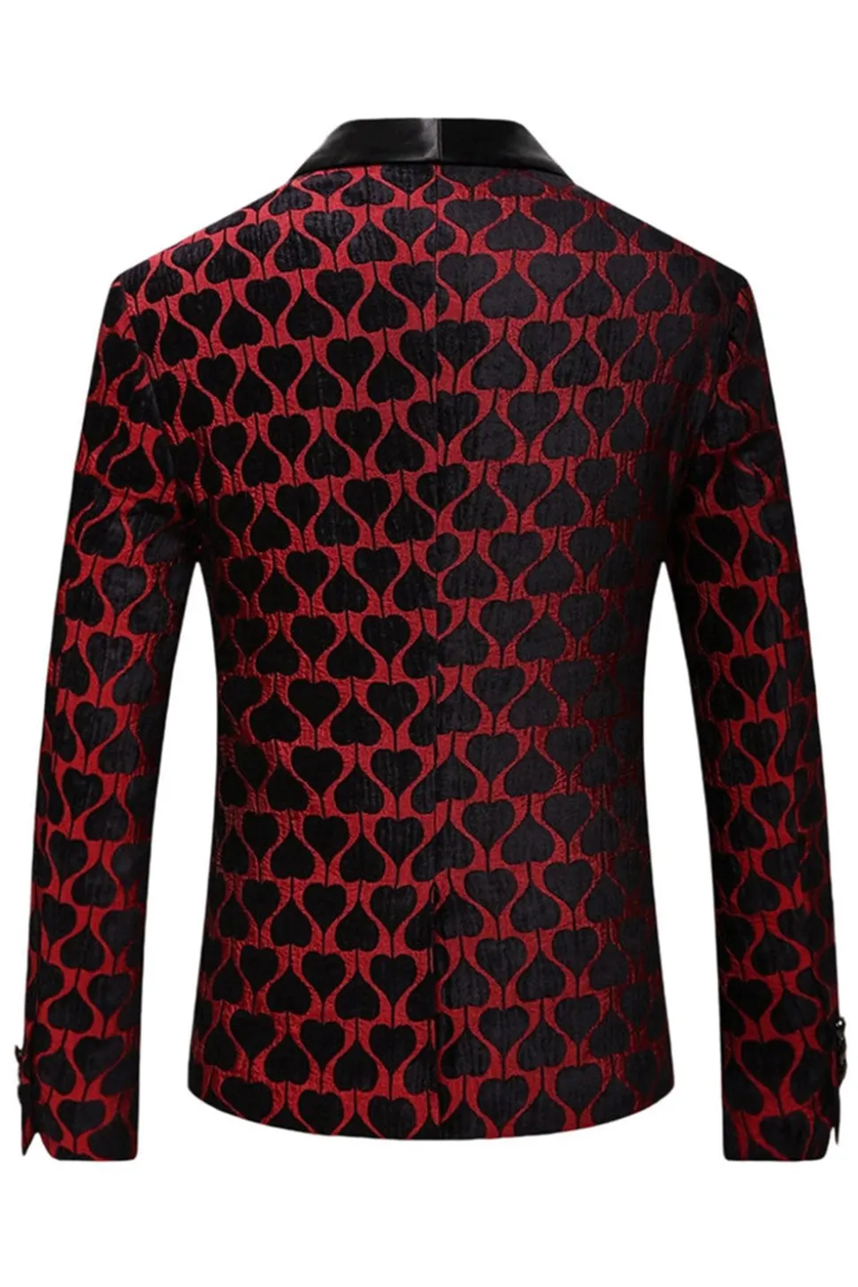 Preto Vermelho Xale Lapela Impresso Prom Blazer