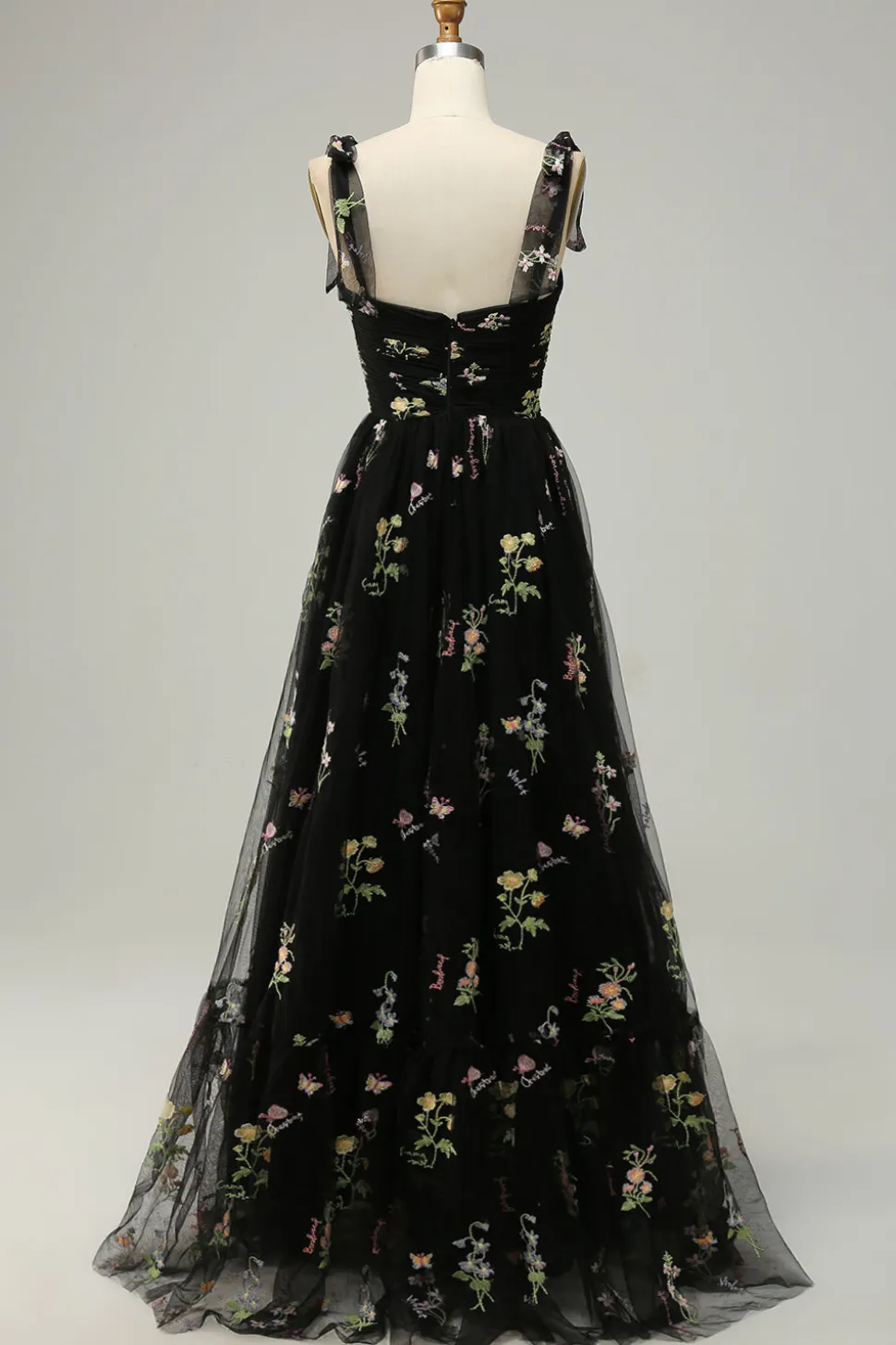 Preto Vestido de Festa Com Bordado