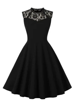 Preto Vestido Dos Anos 1950 Com Renda