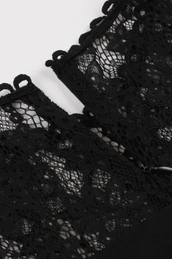 Preto Vestido Dos Anos 1950 Com Renda