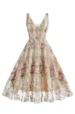 Preto Vestido dos anos 1950 com Bordado