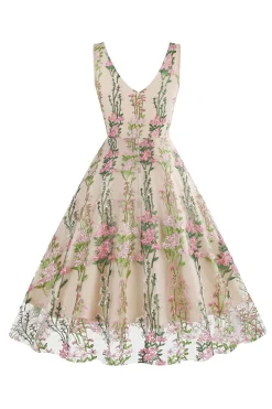 Preto Vestido dos anos 1950 com Bordado